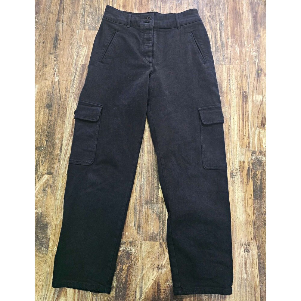 Wilfred Free Womens Black Cargo Pants Straight Leg Mid Rise Twill Pockets